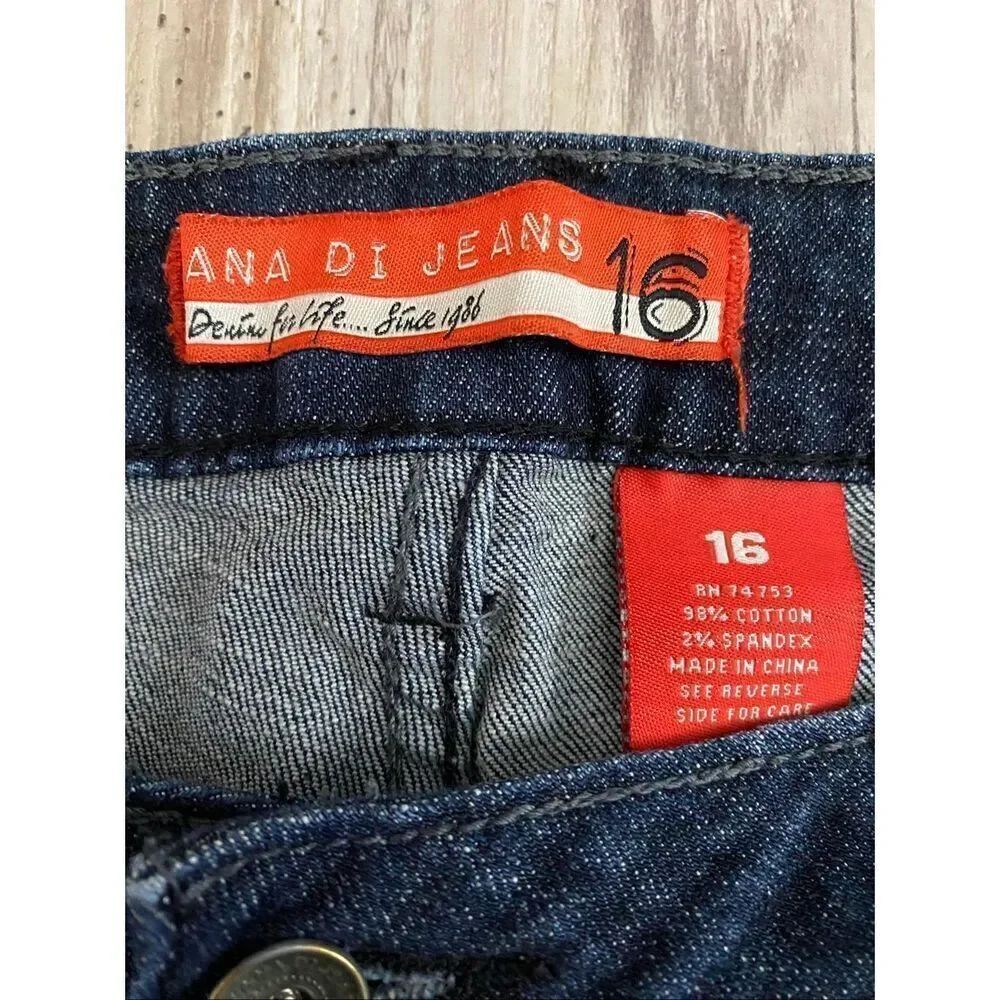 Zana Di Jean High Rise Jeans Dark Wash Rhinestones Women’s Sz 16 - Picture 3 of 6